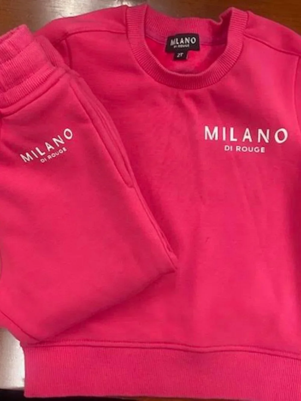 Milano Di Rouge Pink Toddler Sweatsuit Set 2T